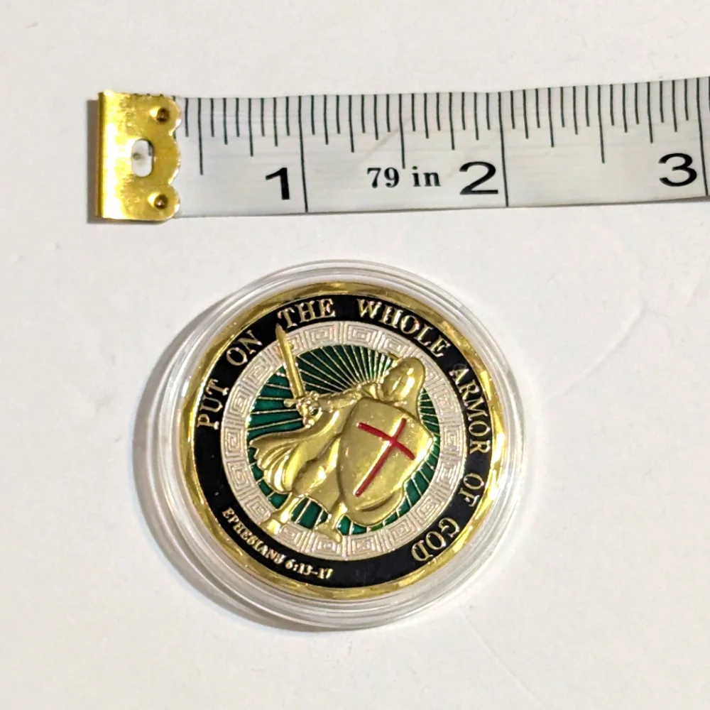 Gold and Green Armor of God Coin - Picture 4 of 4